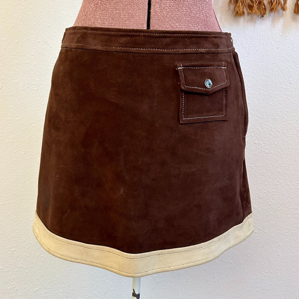 Vintage 90s Coach Suede Mini Skirt Mod
